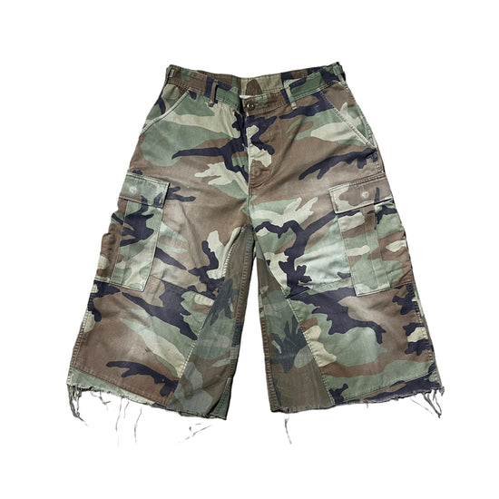 U.S.Army BDU Camo Cropped Wide Cargo Shorts