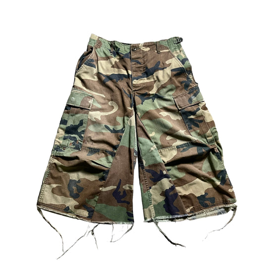 U.S.Army BDU Camo Cropped Wide Cargo Shorts