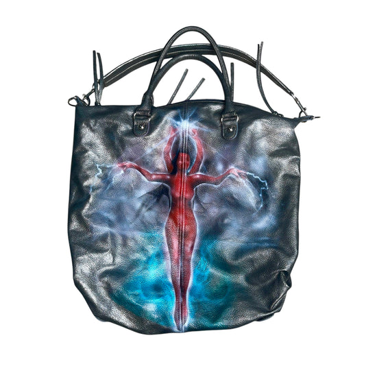 1/1 airbrushed deformation leather bag