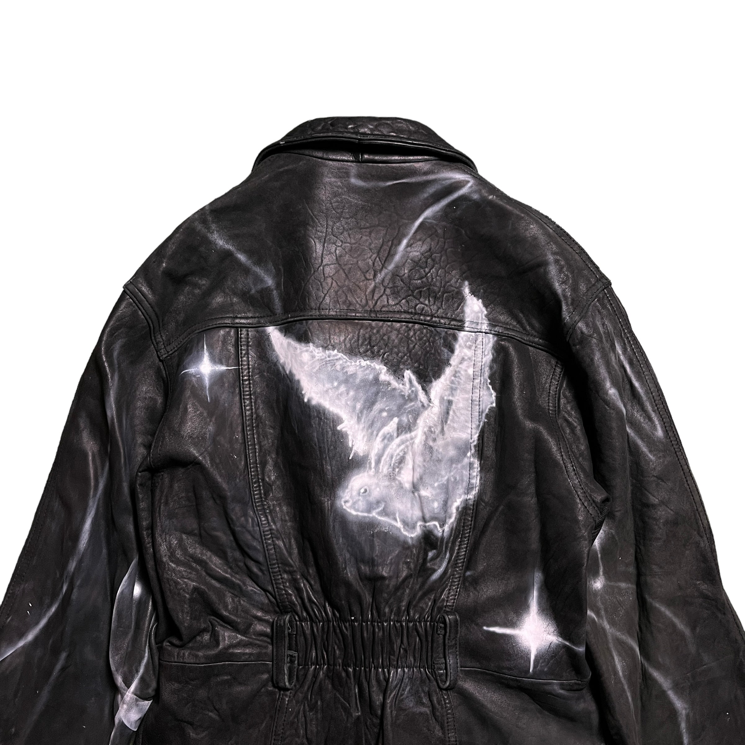 11,750円airbrushed leather  jacket